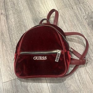 GUESS red velvet small backpack formal